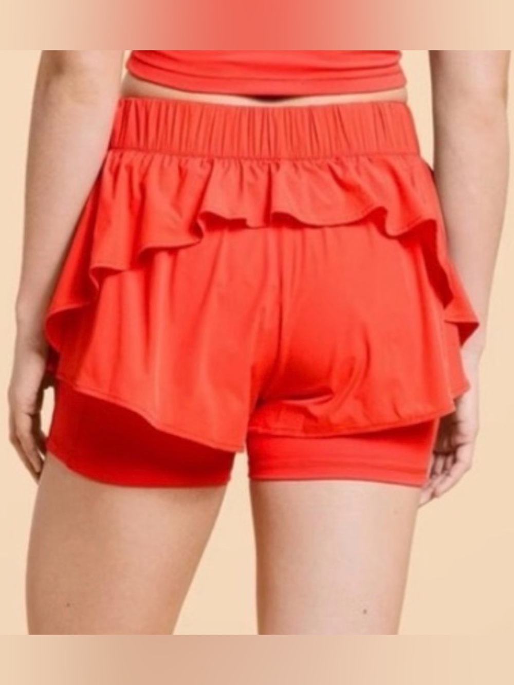 Blogilates Ruffle Short in Spicy Orange -Small - Picture 4 of 4